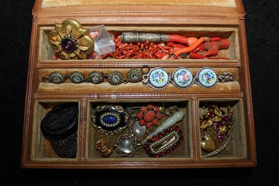 Georgian garnet brooch, coral etc